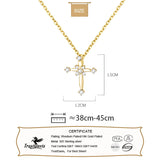 TrustDavis 925 Sterling Silver CZ Cross Pendant Necklace For Women