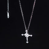 TrustDavis 925 Sterling Silver CZ Cross Pendant Necklace For Women