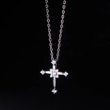 TrustDavis 925 Sterling Silver CZ Cross Pendant Necklace For Women