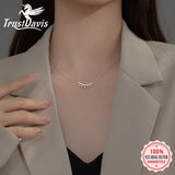 TrustDavis 925 Sterling Silver Zircon Clavicle Necklace Wedding Jewelry
