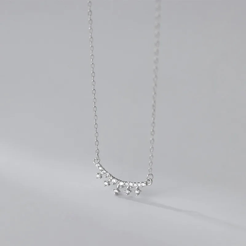 TrustDavis 925 Sterling Silver Zircon Clavicle Necklace Wedding Jewelry
