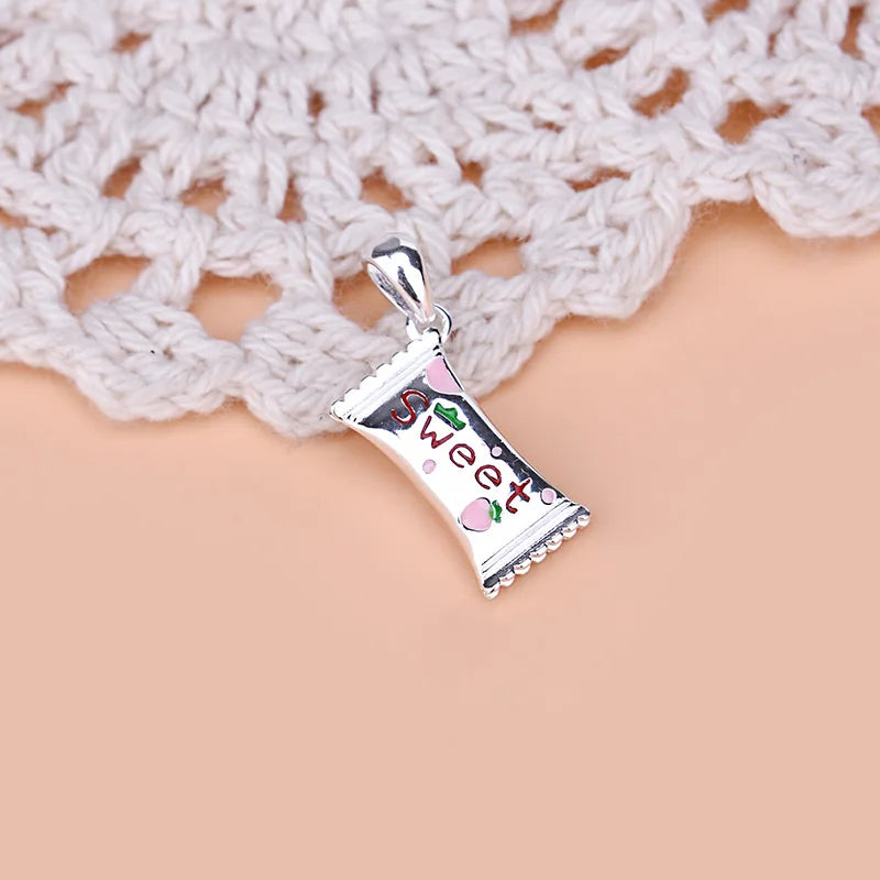 TrustDavis 925 Sterling Silver Candy Charm Pendant DIY Jewelry HY136