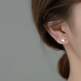 925 Silver Cat's Paw CZ Stud Earrings Wedding Party Jewelry