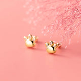 925 Silver Cat's Paw CZ Stud Earrings Wedding Party Jewelry