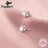 925 Silver Cat's Paw CZ Stud Earrings Wedding Party Jewelry