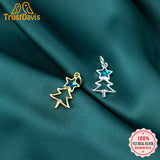 TrustDavis 925 Silver Christmas Tree CZ Charm Pendant