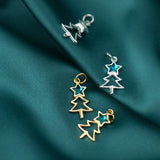 TrustDavis 925 Silver Christmas Tree CZ Charm Pendant