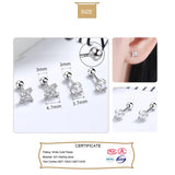 TrustDavis 925 Silver Clover CZ Stud Earrings For Women