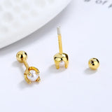TrustDavis 925 Silver Clover CZ Stud Earrings For Women