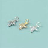 TrustDavis 925 Silver Sweet Cross CZ Charm Pendant DIY Fine Jewelry