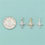 TrustDavis 925 Silver Sweet Cross CZ Charm Pendant DIY Fine Jewelry