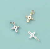 TrustDavis 925 Silver Sweet Cross CZ Charm Pendant DIY Fine Jewelry