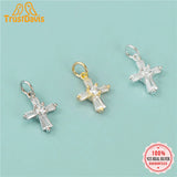TrustDavis 925 Silver Sweet Cross CZ Charm Pendant DIY Fine Jewelry
