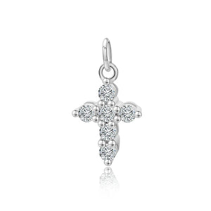 TrustDavis 925 Sterling Silver Cross CZ Charm Pendant