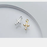 TrustDavis 925 Sterling Silver Cross CZ Charm Pendant