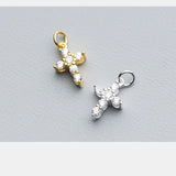 TrustDavis 925 Sterling Silver Cross CZ Charm Pendant