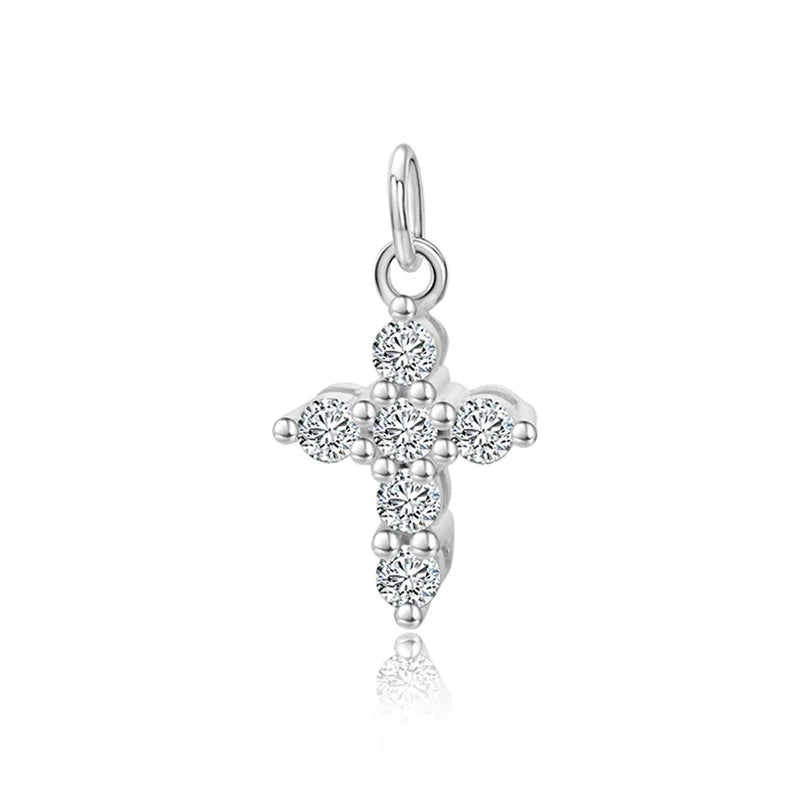 TrustDavis 925 Sterling Silver Cross CZ Charm Pendant