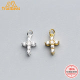 TrustDavis 925 Sterling Silver Cross CZ Charm Pendant