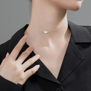 TrustDavis Silver Cross Pendant Necklace for Women