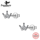 925 Sterling Silver Crown CZ Stud Earring for Women