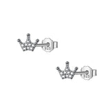 925 Sterling Silver Crown CZ Stud Earring for Women
