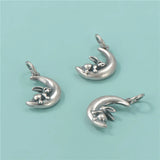 TrustDavis 925 Sterling Silver Moon Rabbit Charm Pendant DIY Jewelry