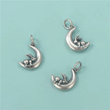 TrustDavis 925 Sterling Silver Moon Rabbit Charm Pendant DIY Jewelry