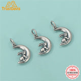 TrustDavis 925 Sterling Silver Moon Rabbit Charm Pendant DIY Jewelry