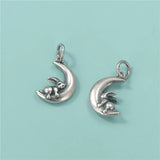 TrustDavis 925 Sterling Silver Moon Rabbit Charm Pendant DIY Jewelry