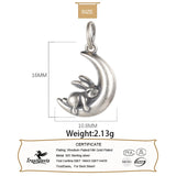 TrustDavis 925 Sterling Silver Moon Rabbit Charm Pendant DIY Jewelry
