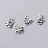 Real 925 Sterling Silver Double Dolphins Charm Pendant DIY Jewelry