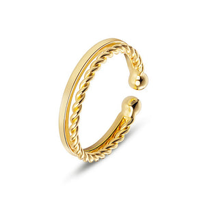 TrustDavis 925 Sterling Silver Double Twist Line Opening Ring