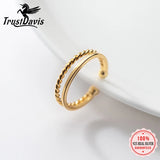 TrustDavis 925 Sterling Silver Double Twist Line Opening Ring