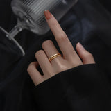 TrustDavis 925 Sterling Silver Double Twist Line Opening Ring