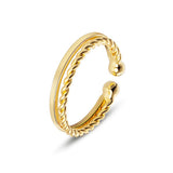 TrustDavis 925 Sterling Silver Double Twist Line Opening Ring