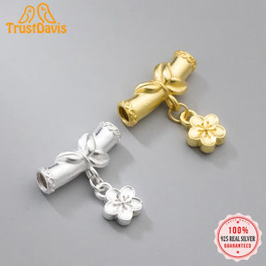 TrustDavis 925 Sterling Silver Flower Pendant for Bracelet Necklace DZ866