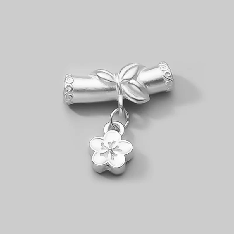 TrustDavis 925 Sterling Silver Flower Pendant for Bracelet Necklace DZ866