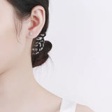 TrustDavis 925 Silver Flower CZ Screw Stud Earrings Wedding Jewelry