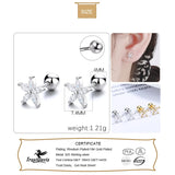 TrustDavis 925 Silver Flower CZ Screw Stud Earrings Wedding Jewelry