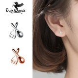 Real 925 Silver Fork Spoon Stud Earrings Wedding Party Jewelry