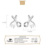 Real 925 Silver Fork Spoon Stud Earrings Wedding Party Jewelry