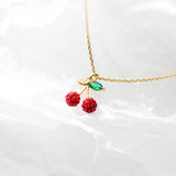 TrustDavis Cherry Pendant Short Necklace For Women Wedding Party