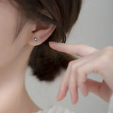 925 Sterling Silver Flower Stud Earrings Sweet Glaze Screw Wedding Jewelry