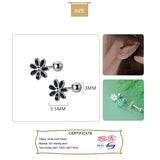 925 Sterling Silver Flower Stud Earrings Sweet Glaze Screw Wedding Jewelry
