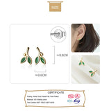 TrustDavis 925 Silver Green Leaves Stud Earring Wedding Jewelry