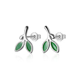 TrustDavis 925 Silver Green Leaves Stud Earring Wedding Jewelry