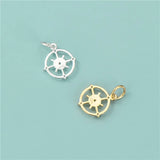TrustDavis 925 Sterling Silver Hollow Compass CZ Charm Pendant
