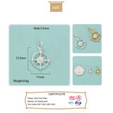 TrustDavis 925 Sterling Silver Hollow Compass CZ Charm Pendant
