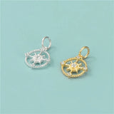 TrustDavis 925 Sterling Silver Hollow Compass CZ Charm Pendant