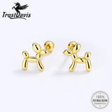 TrustDavis 925 Sterling Silver Sweet Bear Stud Earrings
